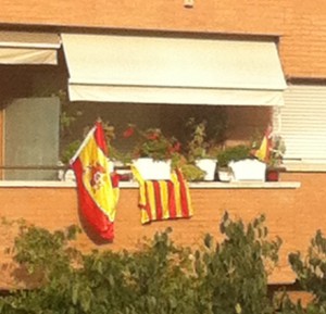 spanish and catalan flags